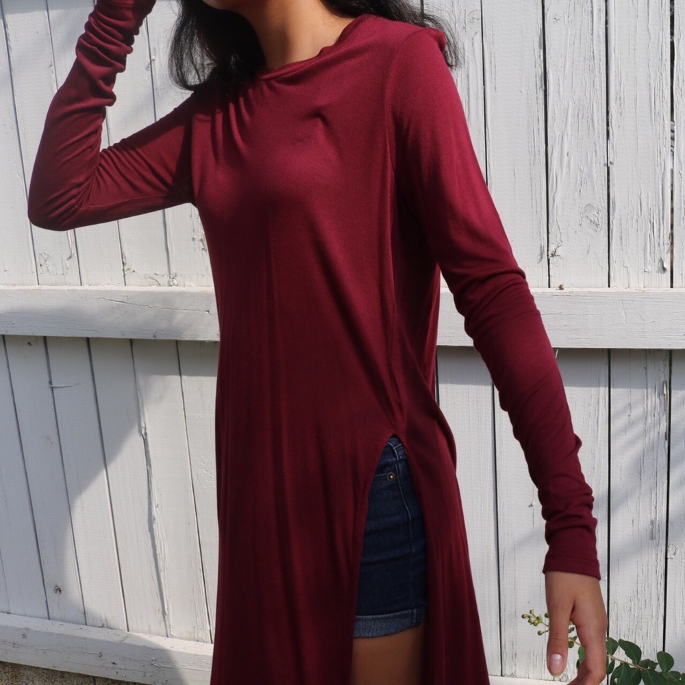 Red Side Slit Top